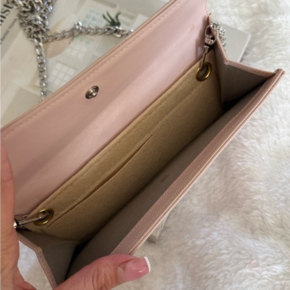 Authentic Chanel Coco Mark Sevruga Caviar Skin Flap Long Wallet On Chain Pink - Picture 4 of 16